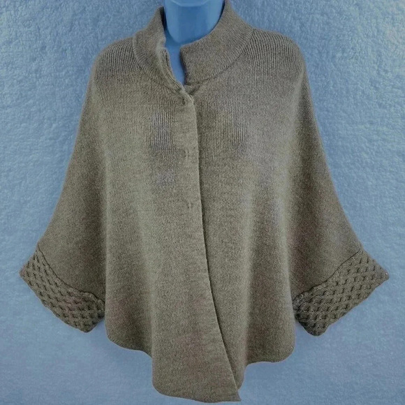 Cocogio Made In Italy Alpaca Wool Blend Button Up Cardigan Shrug Poncho Sweater - Picture 16 of 16